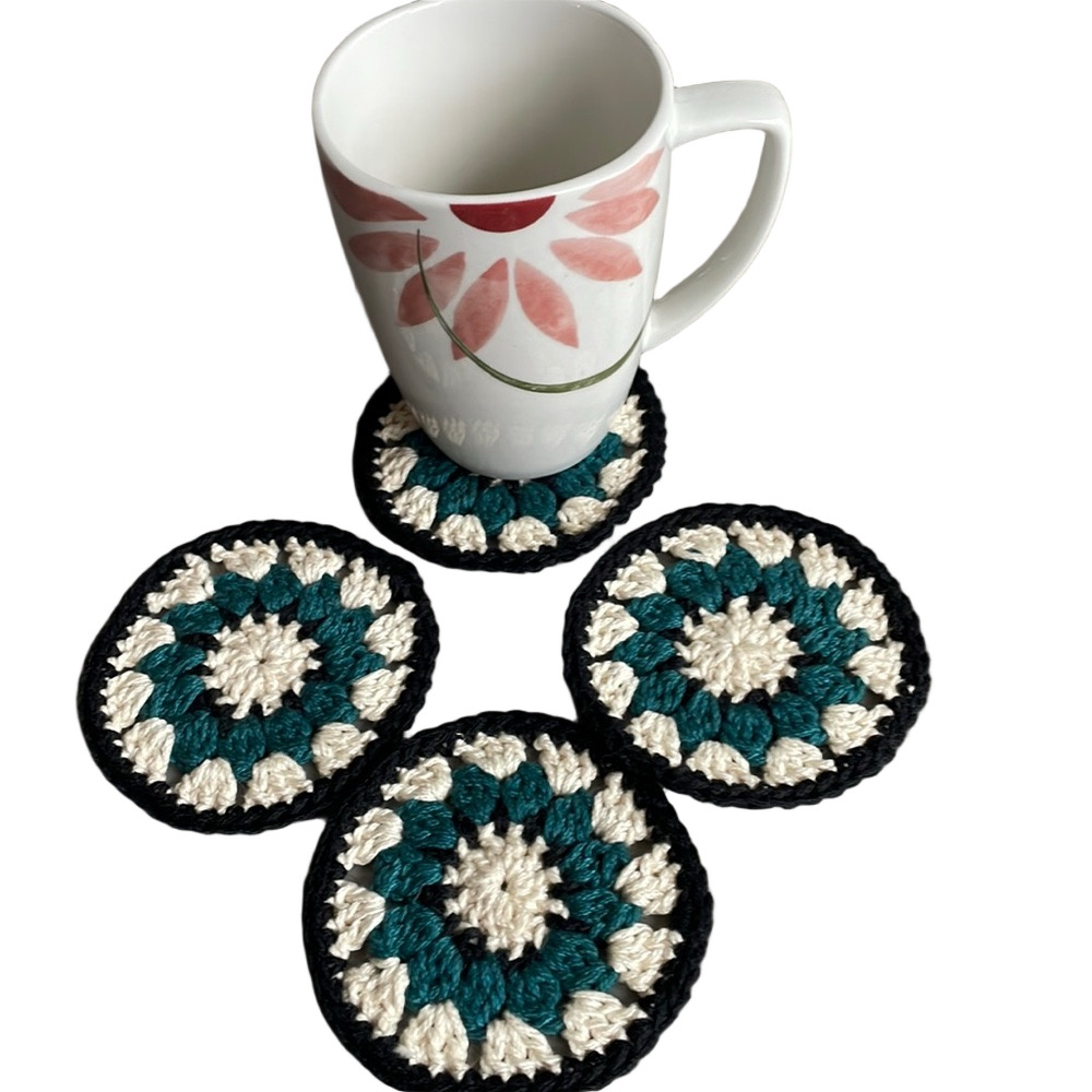Crochet Coasters - Set of 4 - 100% Cotton - Handmade by me!